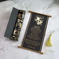 Scroll Invitation Card Black Wedding Invitation Foiling Printing Personalized Custom